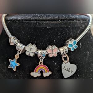 Silver Charm Bracelet with Colorful Accents